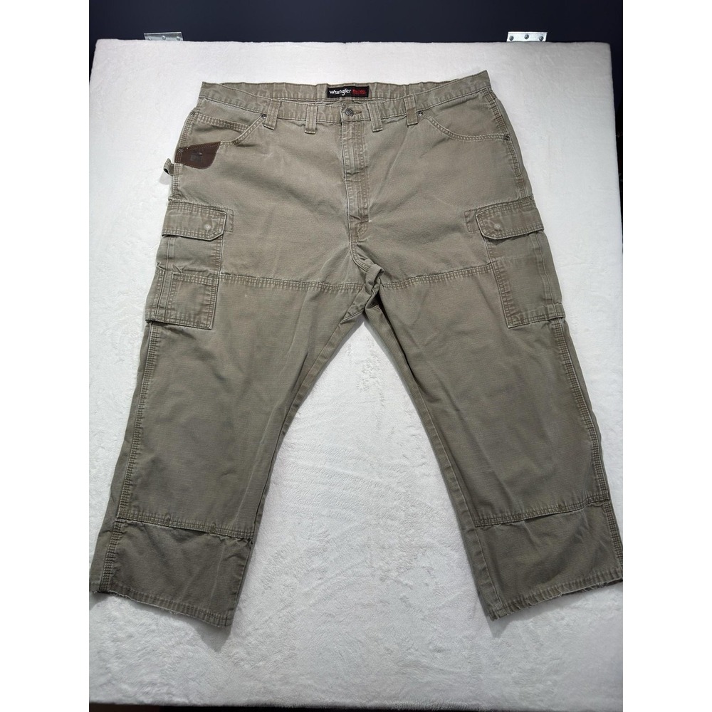 Wrangler Riggs Workwear Pants Mens 46x26 Beige Cargo Canvas Relaxed Fit Utility